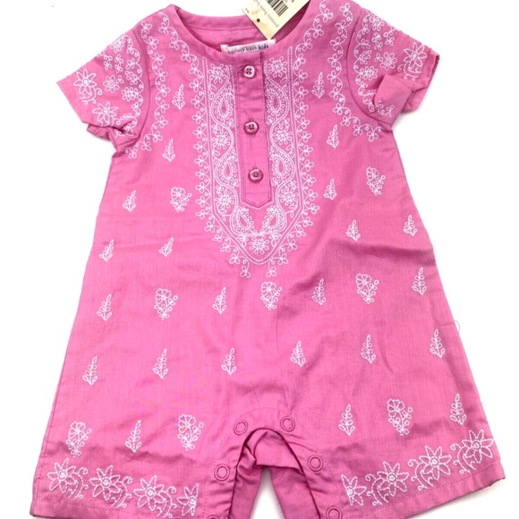 Pottery Barn Baby Outift Size 0-3m Girls One Piece Pink Buttons Children Kids - Picture 1 of 8